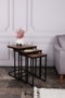 Hanah Home Ce Metal Zigon - 9401 Juego de Mesas Nido (3 Piezas) Nogal y Negro
